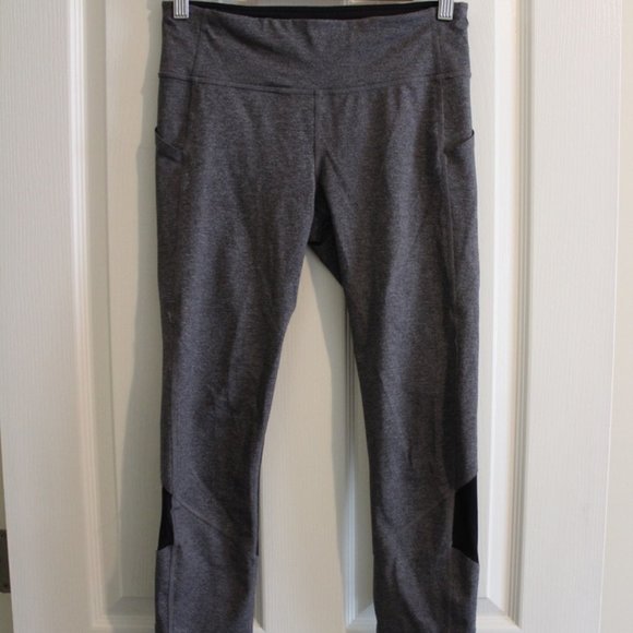 Lululemon Cropped Leggings (Size 6) - Gray with Black Stripe - Picture 1 of 5
